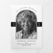 Moderner Minimalistischer 2-Foto-Begräbnisdienst Dreifach-gefaltete Programmkarte (Cover)