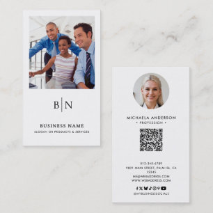 Moderner Minimalistischer 2-Foto-QR-Code und sozia Visitenkarte