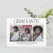 Moderner Minimalistischer 4-Foto-Abschluss Ankündigung (Stehend Vorderseite)