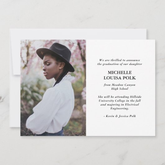 Moderner Minimalistischer 4-Foto-Abschluss Ankündigung (Rückseite)