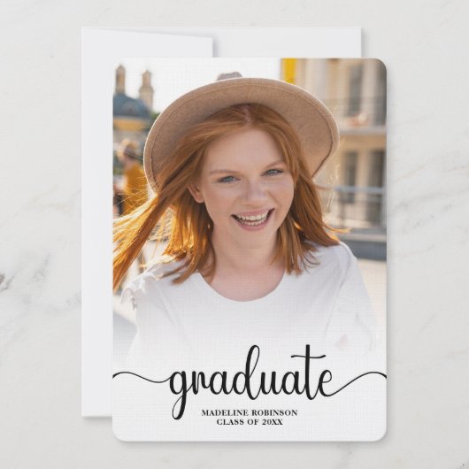 Moderner Minimalistischer 4-Foto-Script-Chic-Absch Einladung (Vorderseite)