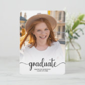 Moderner Minimalistischer 4-Foto-Script-Chic-Absch Einladung (Stehend Vorderseite)