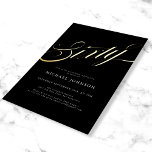 Moderner Minimalistischer 60er Schwarz-Gold 60er G Folieneinladung<br><div class="desc">Moderne Minimalistische 60 Black Gold 60. Geburtstagsfoil Einladung. Für eine Meilenstein-Geburtstagseinladung verkörpert das Design modernen Chic mit minimalistischem Schwarz-Gold-Farbschema. Die Einladung zeichnet sich durch einen schlichten schwarzen Hintergrund mit eleganter Goldskripttypografie aus, die eine Touch der Verfeinerung schafft und ein raffiniertes und zeitgenössisches Aussehen verleiht. Das Gesamtbild ist sauber und puristisch,...</div>