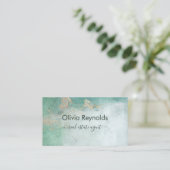 Moderner Minimalistischer, abgefederter, Aquamarin Visitenkarte (Stehend Vorderseite)