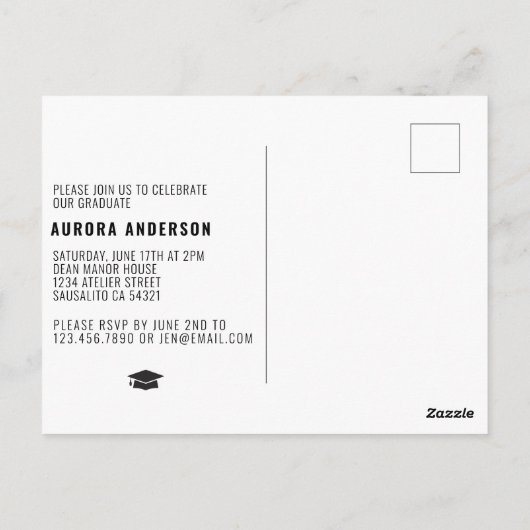 Moderner Minimalistischer Abschluss 2023 Party Postkarte (Rückseite)