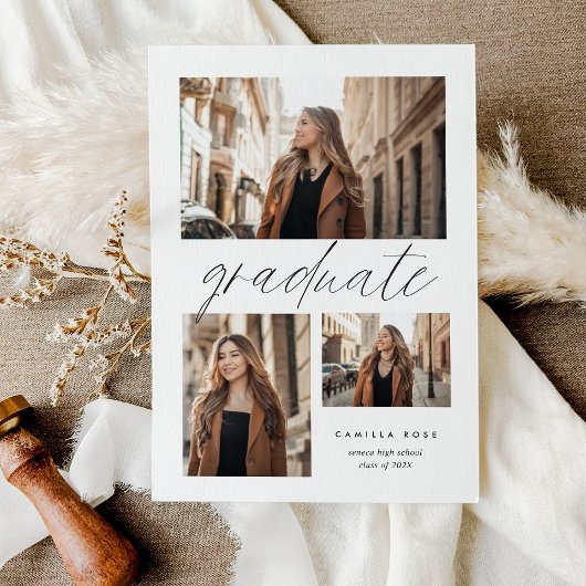 Moderner Minimalistischer Abschluss 3 FotoCollage Ankündigung