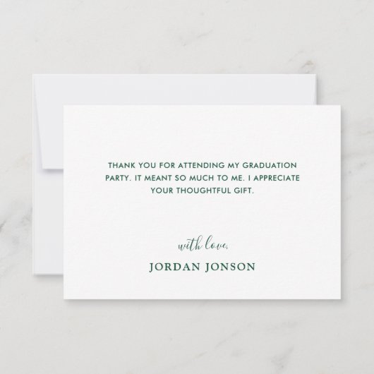 Moderner Minimalistischer Abschluss Dankeskarte (Rückseite)