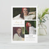 Moderner Minimalistischer Abschluss mit 3 Fotopata Einladung (Stehend Vorderseite)