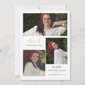 Moderner Minimalistischer Abschluss mit 3 Fotopata Einladung (Vorderseite)