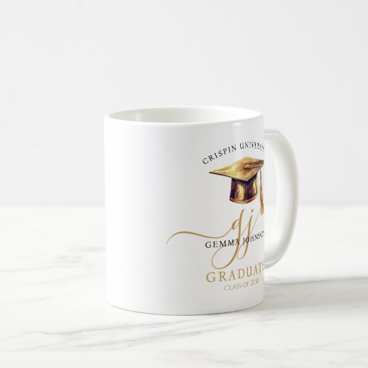 Moderner Minimalistischer Abschluss mit Gold Scrip Kaffeetasse (VorderseiteRechts)