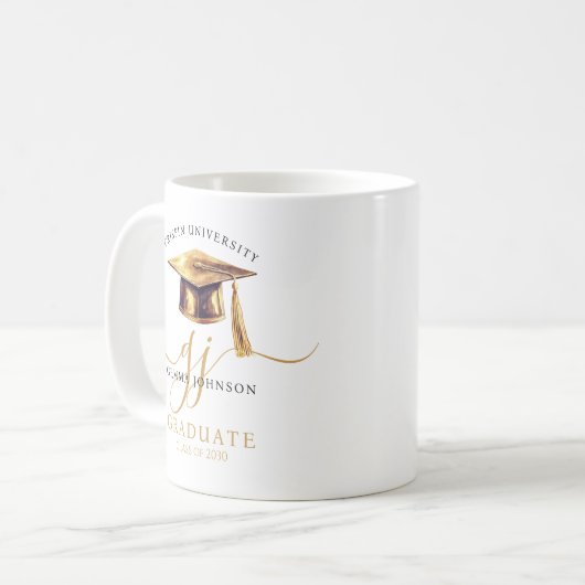 Moderner Minimalistischer Abschluss mit Gold Scrip Kaffeetasse (Vorderseite Links)