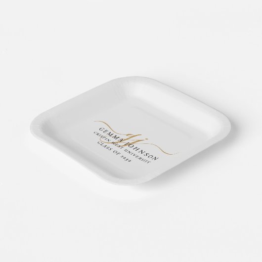 Moderner Minimalistischer Abschluss mit Gold Scrip Pappteller (Gewinkelt)