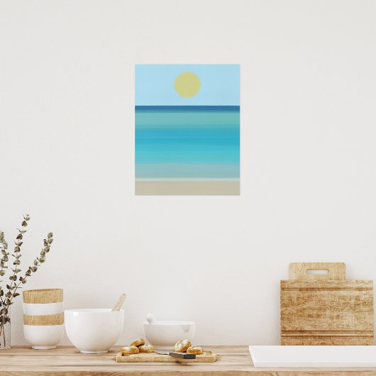 Moderner Minimalistischer Abstrakter Ocean Sandstr Poster (Küche)
