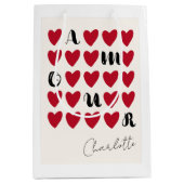 Moderner Minimalistischer Amour Heart Valentine's Mittlere Geschenktüte (Vorderseite)