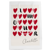 Moderner Minimalistischer Amour Heart Valentine's Mittlere Geschenktüte (Rückseite)