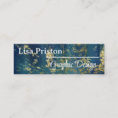 Moderner Minimalistischer Aquamariner Golddunkel-Q Mini Visitenkarte (Vorderseite)