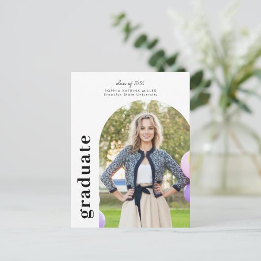 Moderner Minimalistischer Arch 2 Foto Graduate Abs Postkarte (Stehend Vorderseite)