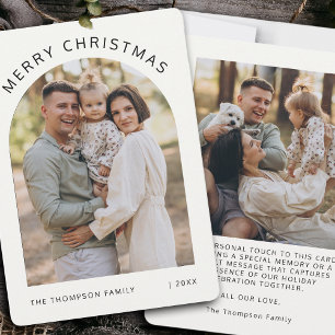 Moderner Minimalistischer Arch Zwei Foto Frohe Wei Feiertagskarte