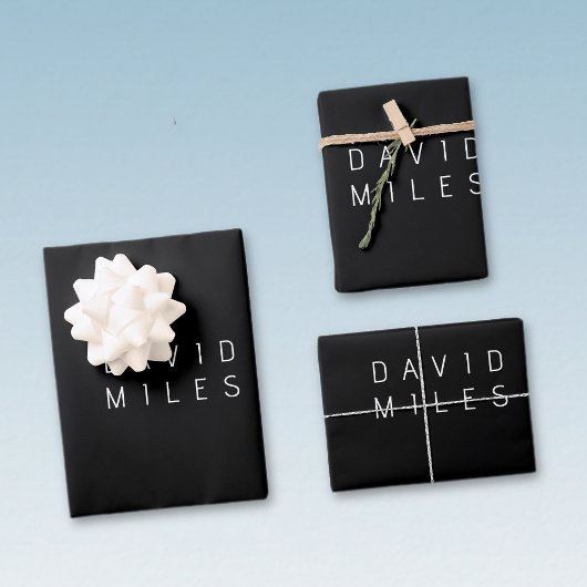 Moderner minimalistischer, bearbeitbarer Name | Sc Geschenkpapier Set