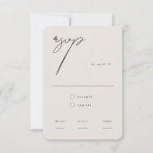 Moderner Minimalistischer Beige-Kalligrafie-QR-Cod RSVP Karte (Vorderseite)
