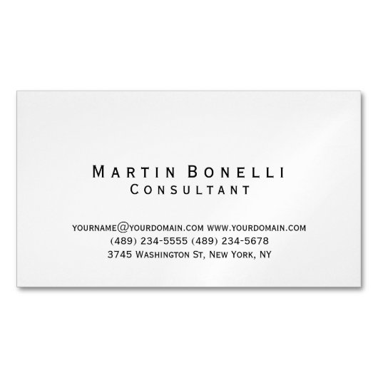 Moderner Minimalistischer Berater Magnetische Visitenkarte (Vorderseite)