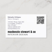 Moderner Minimalistischer Beruflicher QR-Code Visitenkarte (Rückseite)