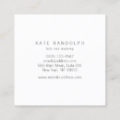 Moderner Minimalistischer Beruflicher Silberplatz Quadratische Visitenkarte (Rückseite)