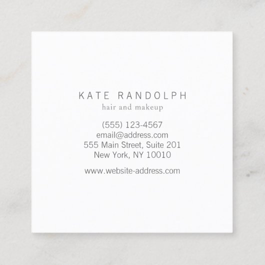 Moderner Minimalistischer Beruflicher Silberplatz Quadratische Visitenkarte (Rückseite)