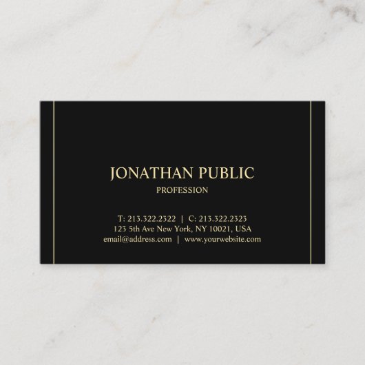 Moderner Minimalistischer Beruflicher Vorlagengold Visitenkarte (Vorderseite)