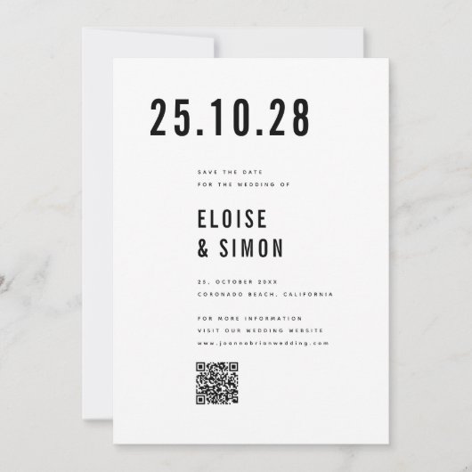 Moderner Minimalistischer Big Bold Monogram Chic Q Save The Date (Vorderseite)