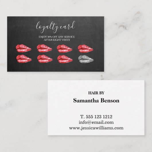 Moderner Minimalistischer Black Chalkboard Makeup Visitenkarte (Vorne/Hinten)