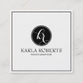 Moderner Minimalistischer Black & Circle Fotograf Quadratische Visitenkarte (Vorderseite)