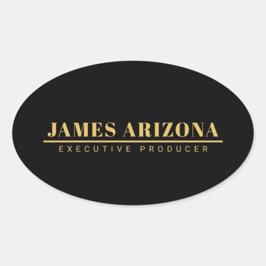 Moderner Minimalistischer Black Gold Beruflich Tre Ovaler Aufkleber (Vorderseite)