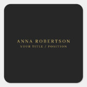 Moderner Minimalistischer Black Gold Beruflich Tre Quadratischer Aufkleber (Vorderseite)