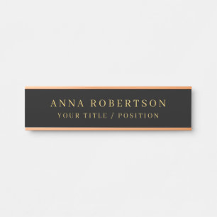 Moderner Minimalistischer Black Gold Beruflich Tre Türschild