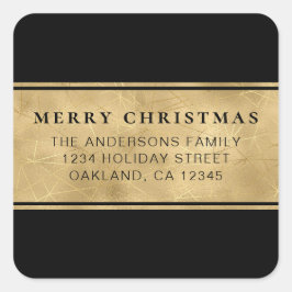 Moderner Minimalistischer Black Gold Weihnachtsmar Quadratischer Aufkleber