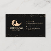 Moderner Minimalistischer Black Peach Hair Stylist Visitenkarte (Vorderseite)