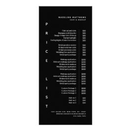 Moderner Minimalistischer Black Salon Preis List S Werbekarte