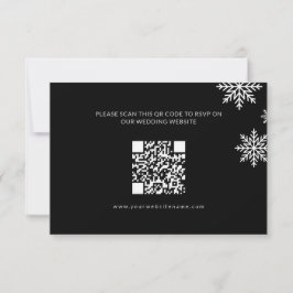 Moderner Minimalistischer Black Winter Wedding QR  RSVP Karte