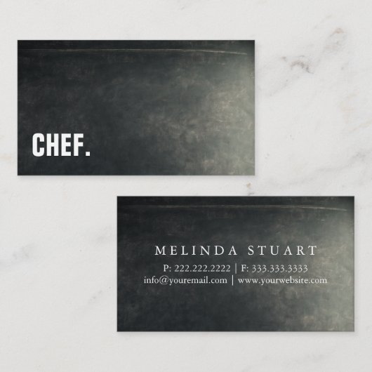 Moderner Minimalistischer Blackboard-Koch Beruflic Visitenkarte (Vorne/Hinten)