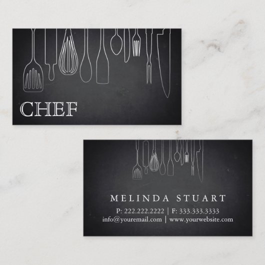 Moderner Minimalistischer Blackboard-Koch Beruflic Visitenkarte (Vorne/Hinten)