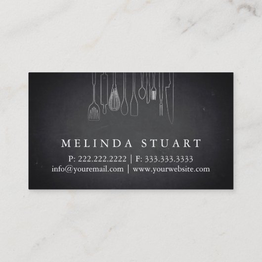 Moderner Minimalistischer Blackboard-Koch Beruflic Visitenkarte (Rückseite)