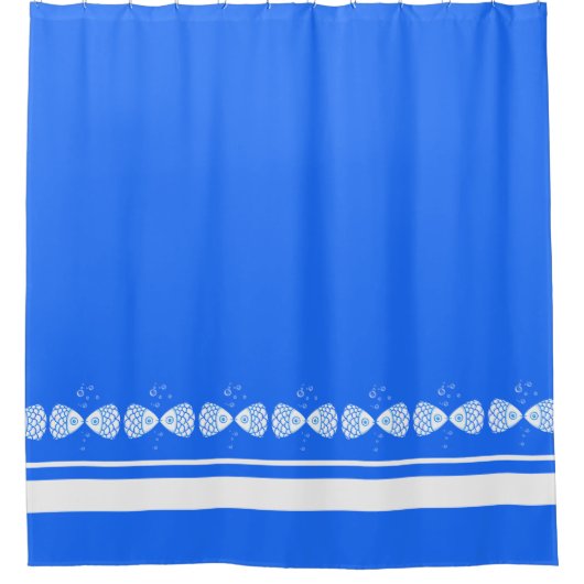 Moderner Minimalistischer Blauer Fischduschvorhang Duschvorhang (Vorderseite)