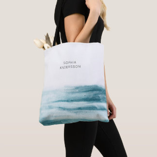 Moderner Minimalistischer Blauer Wasserfarben Tasche