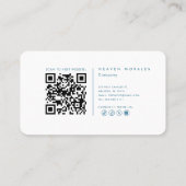 Moderner Minimalistischer blauer weißer Sozialarbe Visitenkarte (Rückseite)