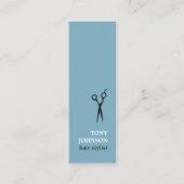 Moderner Minimalistischer Blauer Weißhaarstil Mini Visitenkarte (Vorderseite)