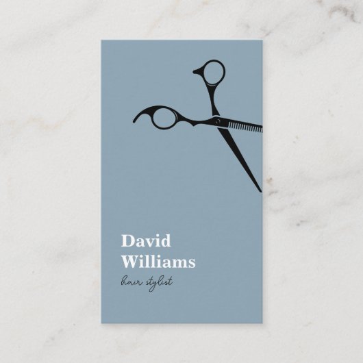 Moderner Minimalistischer Blauer Weißhaarstil Visitenkarte (Vorderseite)