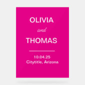 Moderner Minimalistischer Blue Royal Wedding Empfa Acrylschild (Vorderseite)