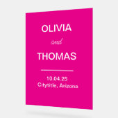 Moderner Minimalistischer Blue Royal Wedding Empfa Acrylschild (Winkel)