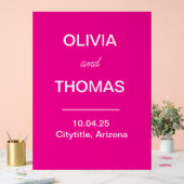 Moderner Minimalistischer Blue Royal Wedding Empfa Acrylschild (Hochzeit)